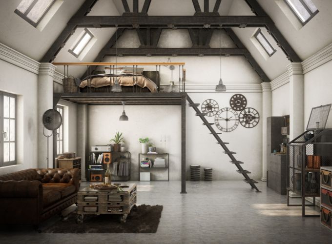 Salón al estilo industrial