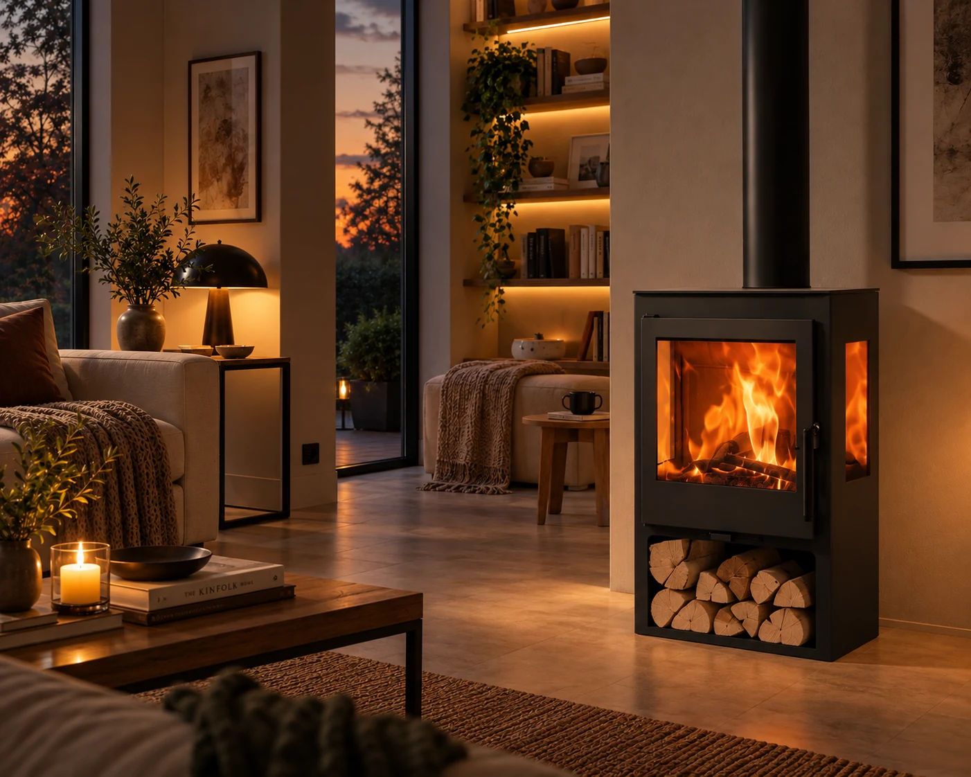 Kaminofen Kosten mit Einbau: PANADERO CORAL 3V im Wohnzimmer