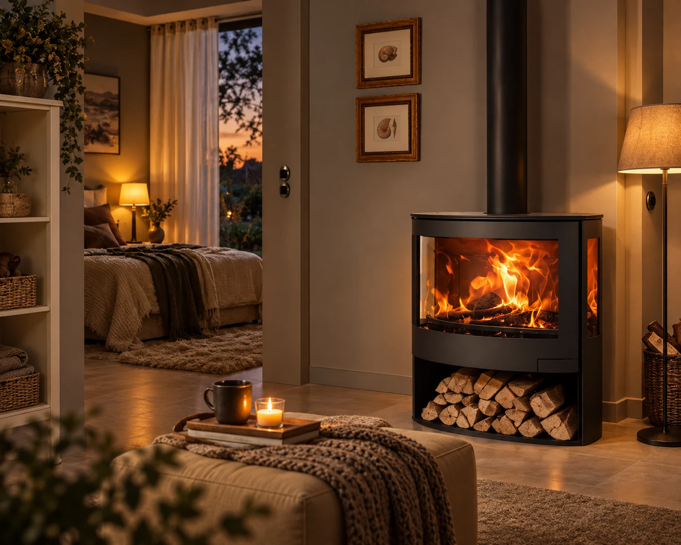 Heizkosten sparen mit Holz: PANADERO Kaminofen im Wohnzimmer